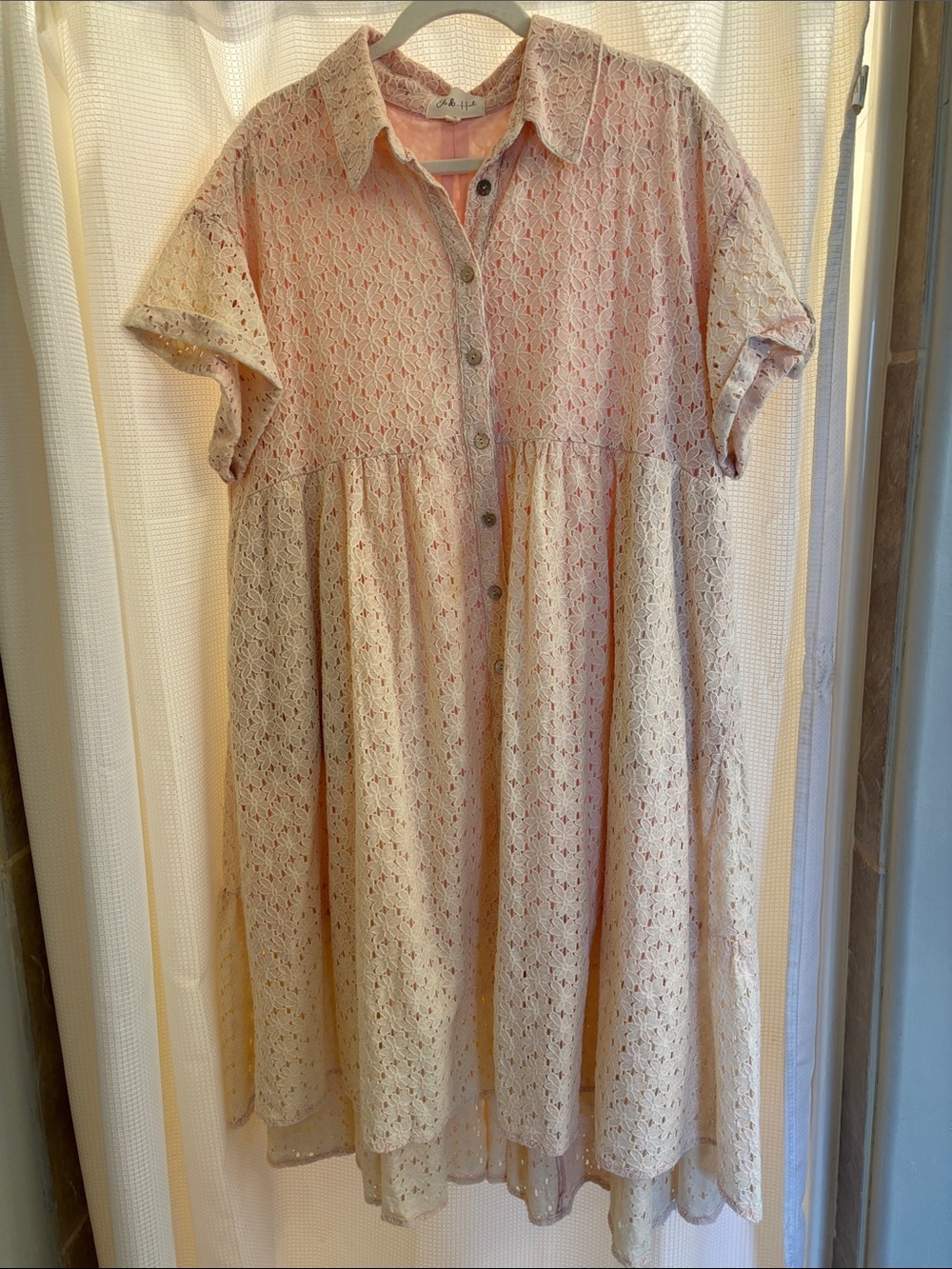 Oli & Hali Blush Pink Lace Button-Front Dress